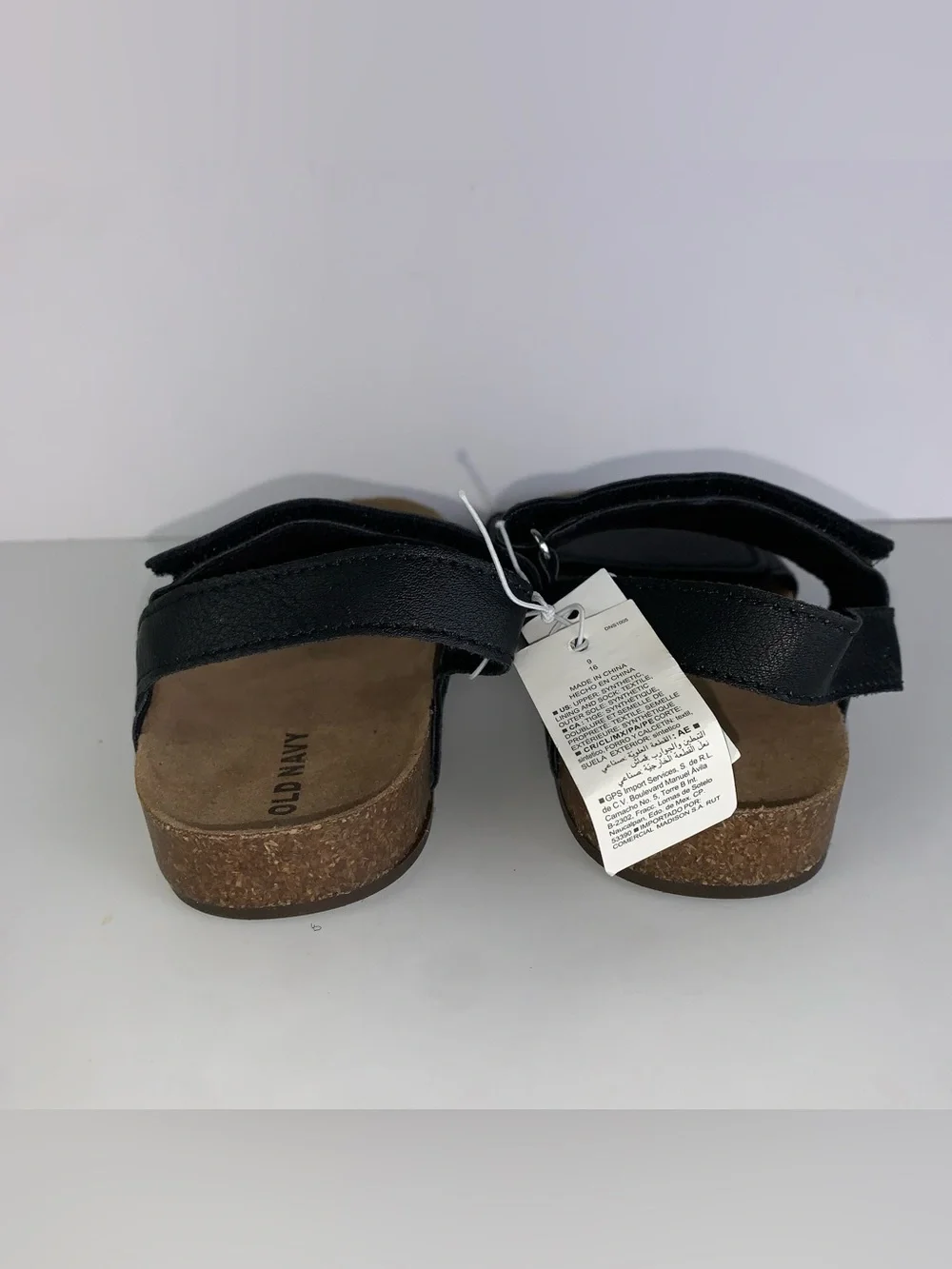 Old Navy PU double strap black sandals girls size 9